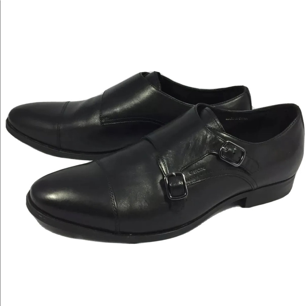 New Geox Uomo Albert Men’s Leather Shoes Monk Strap Oxford Black 45 12 Wide